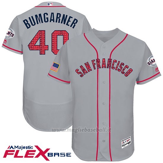Maglia Baseball Uomo San Francisco Giants 2017 Estrellas y Rayas Madison Bumgarner Grigio Flex Base